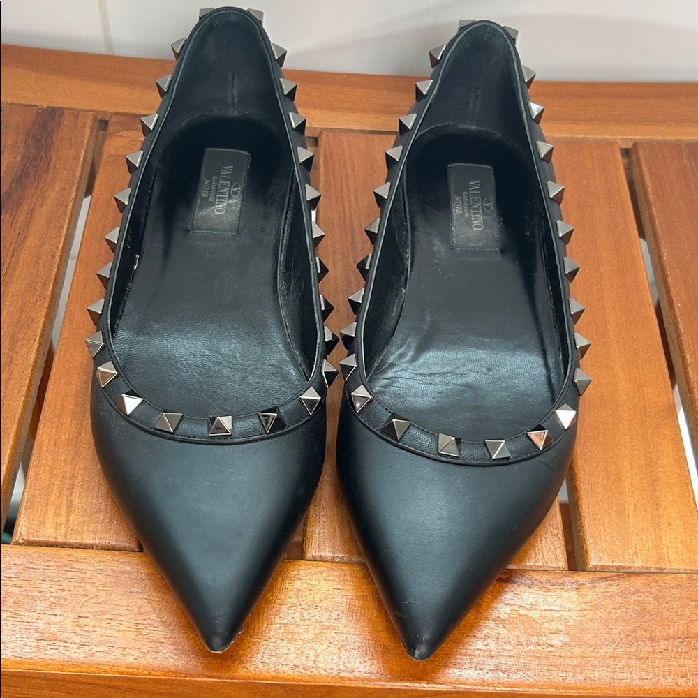 Valentino Black Studded Flats